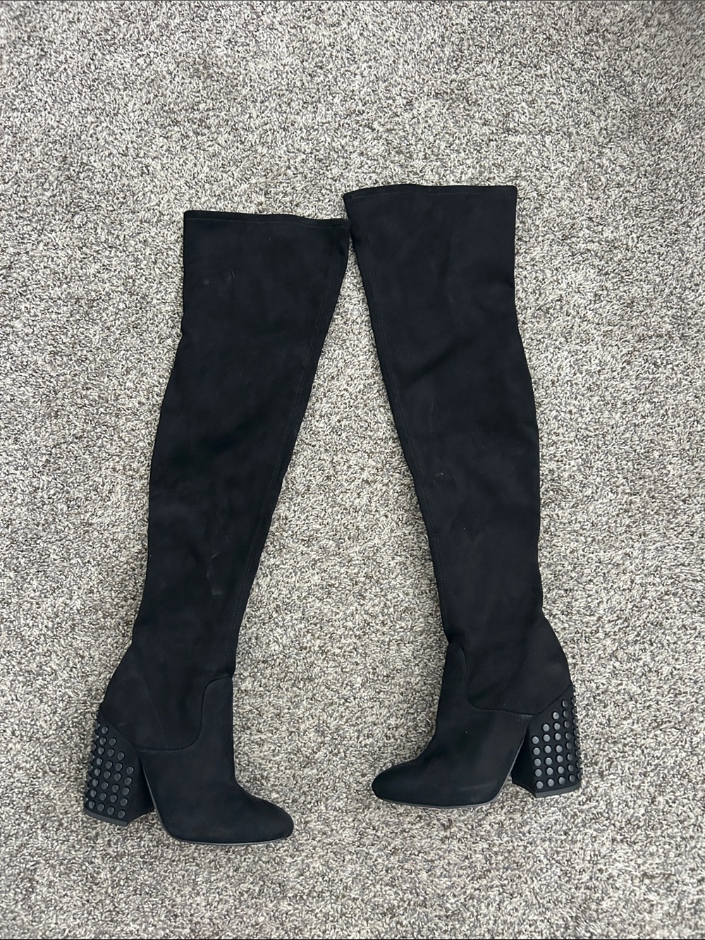 Women's Black Over-the-Knee Chunky Heel Boots
